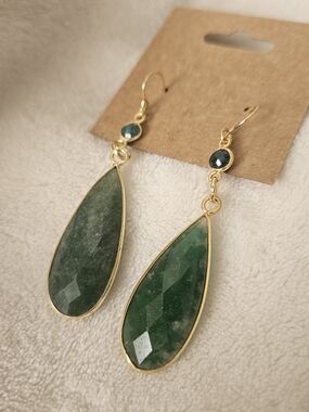 Real Emerald And Gold-Filled Drop Earrings